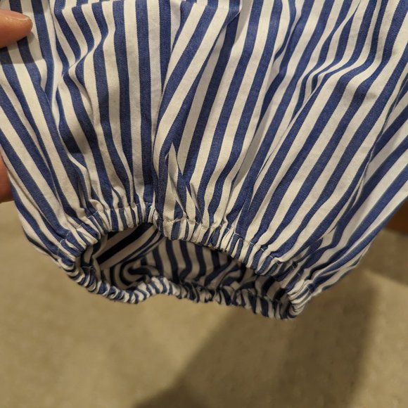 Banana Republic Striped Poplin Puff-Sleeve Blouse Size Medium - Picture 5 of 6